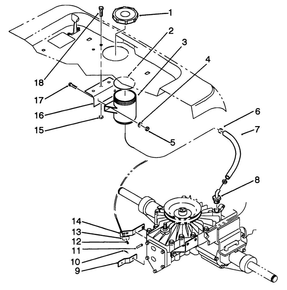 Hydraulic Reservoir Assembly Diagram and Parts List for R2-16BE01 2000001 - 2999999 Toro Lawn Tractor