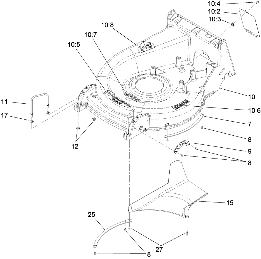 Housing Assembly Diagram and Parts List for 22200TE (290000001-290000500)(2009) Toro Lawn Mower