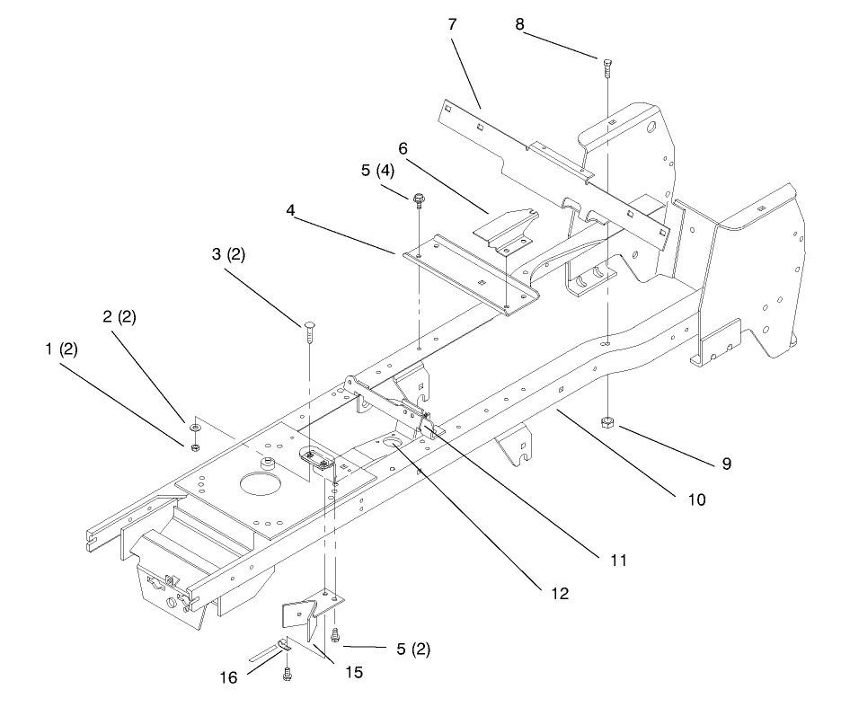 Frame Diagram and Parts List for 72045 8900001 - 8900399 Toro Lawn Tractor
