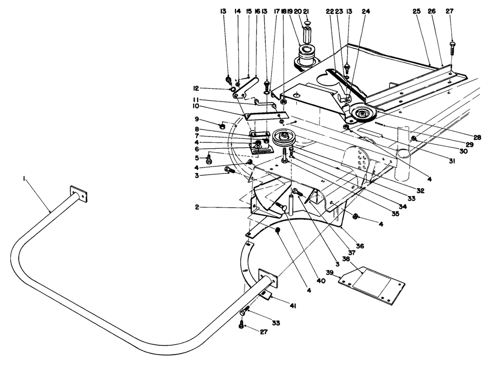 Idler Pulley & Deflector Assembly Diagram and Parts List for 30558 6000001 - 6999999 Toro Lawn Tractor Accessories