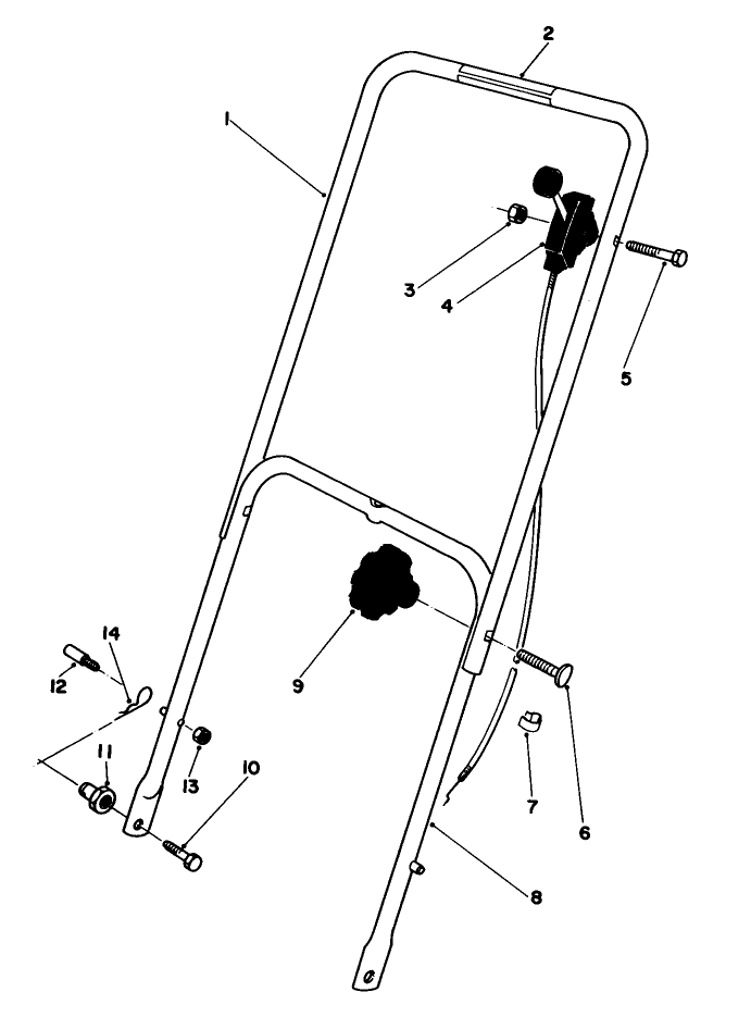Handle Assembly Diagram and Parts List for 16330 3000001 - 3999999 Toro Lawn Mower