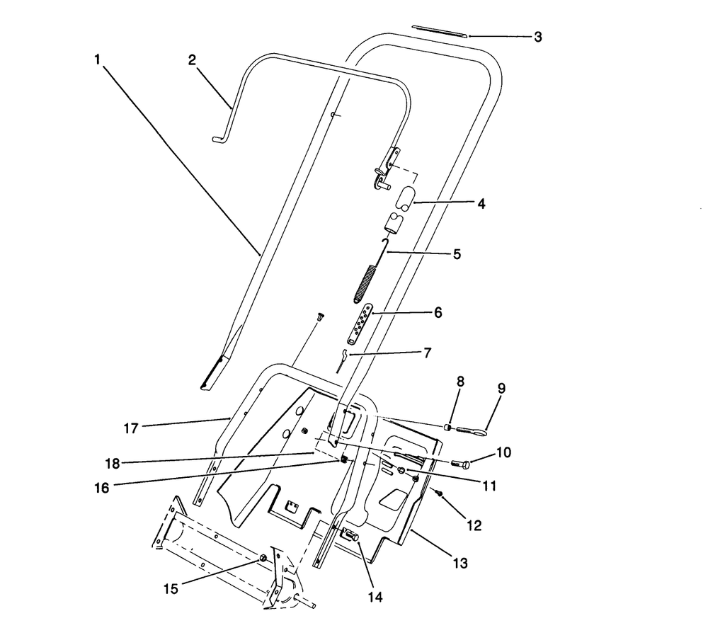 Handle Assembly Diagram and Parts List for 38195 2000001 - 2999999 Toro Snow Blower