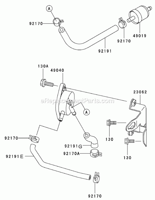 Fuel Tank/Fuel Valve Assembly Kawasaki Fh601v Diagram and Parts List for 74179 230007001-230999999 Toro Lawn Mower
