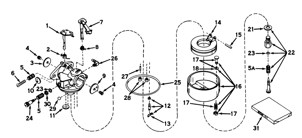Carburetor No. 630958b Diagram and Parts List for 31301 8000001 - 8999999 Toro Snow Blower