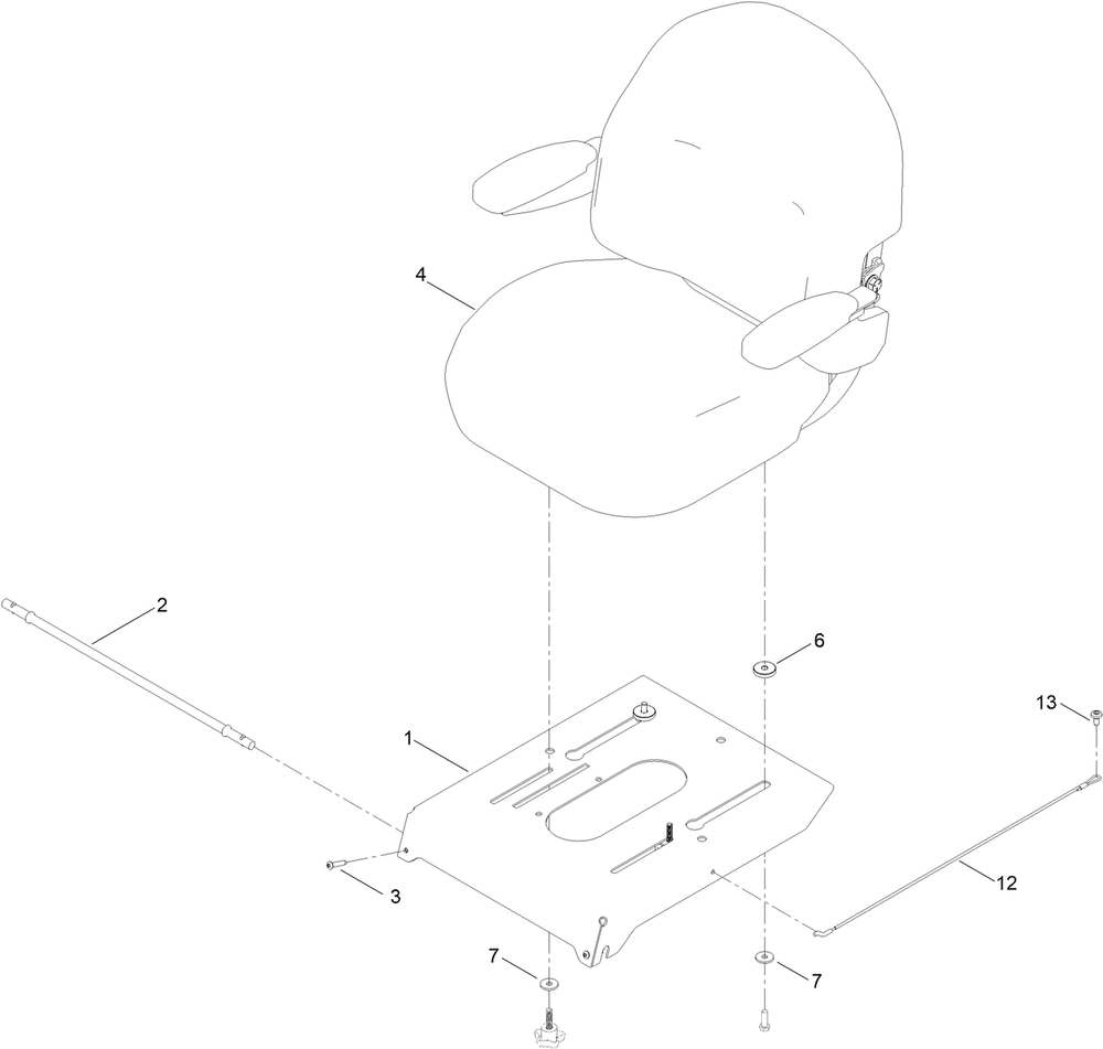 Seat Pan Assembly Diagram and Parts List for 75750 409479951 - 410219308 Toro Lawn Tractor