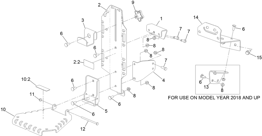 Universal Mount Assembly No. 145-3688 Diagram and Parts List for 145-3688  Toro Lawn Tractor
