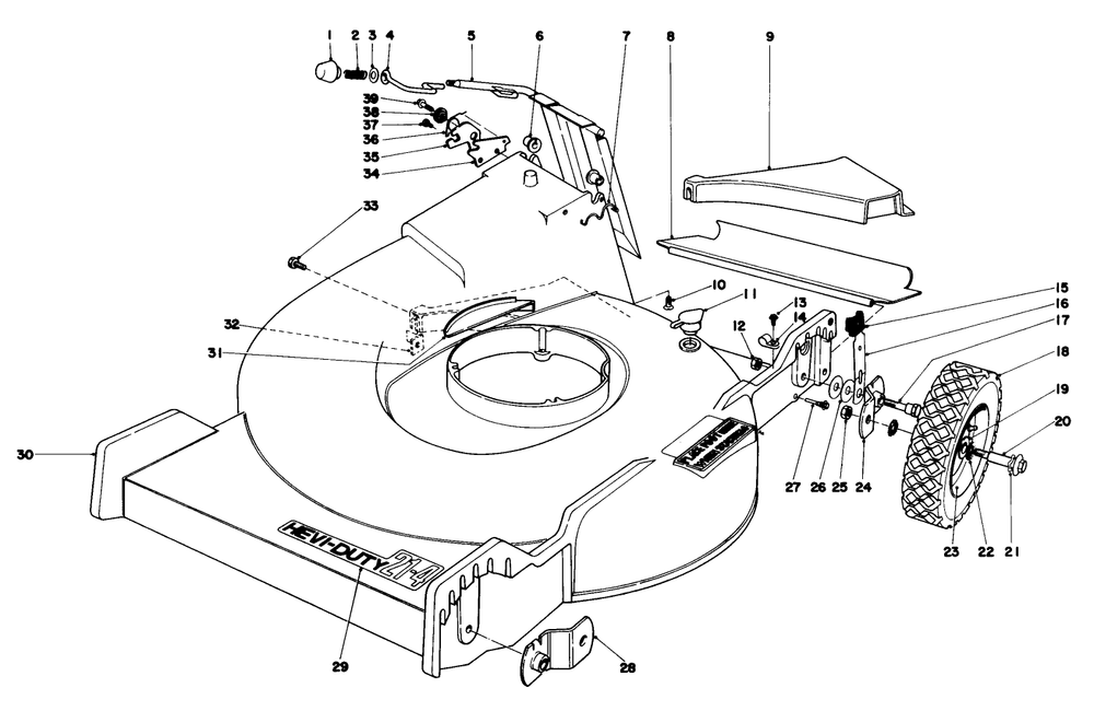 Housing Assembly Diagram and Parts List for 23333 8000001 - 8999999 Toro Lawn Mower
