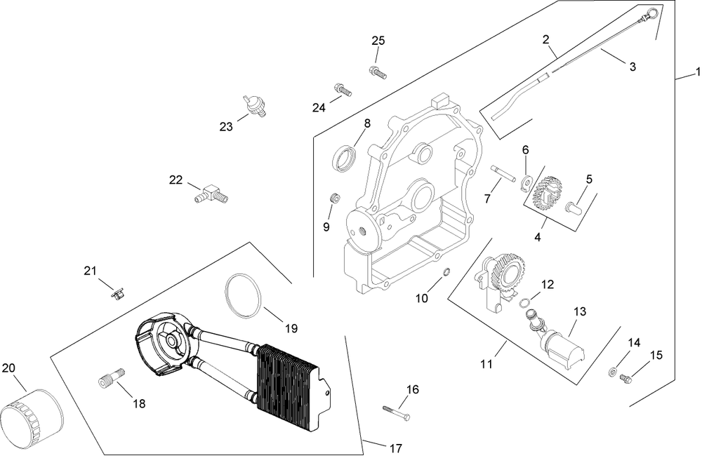 Oil Pan / Lubrication Assembly Diagram and Parts List for 74291 (280000001-280999999)(2008) Toro Lawn Mower