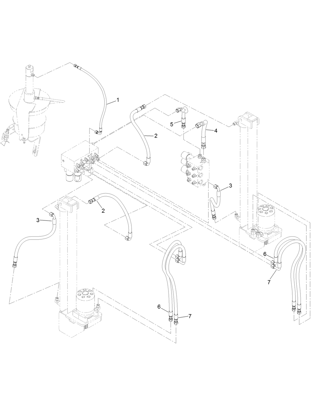 Stakedown Manifold Hydraulic Hose Assembly Diagram and Parts List for 23803 400000000 - 999999999 Toro Lawn Tractor Accessories