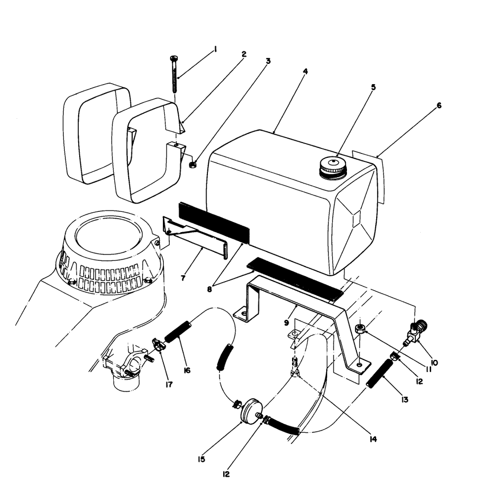 Gas Tank Assembly Diagram and Parts List for 22030 6000001 - 6999999 Toro Lawn Mower