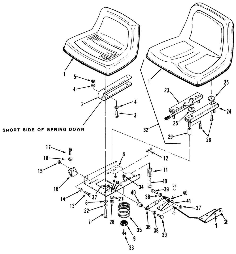 Seat Diagram and Parts List for 31-10K802 1000001 - 1999999 Toro Lawn Tractor