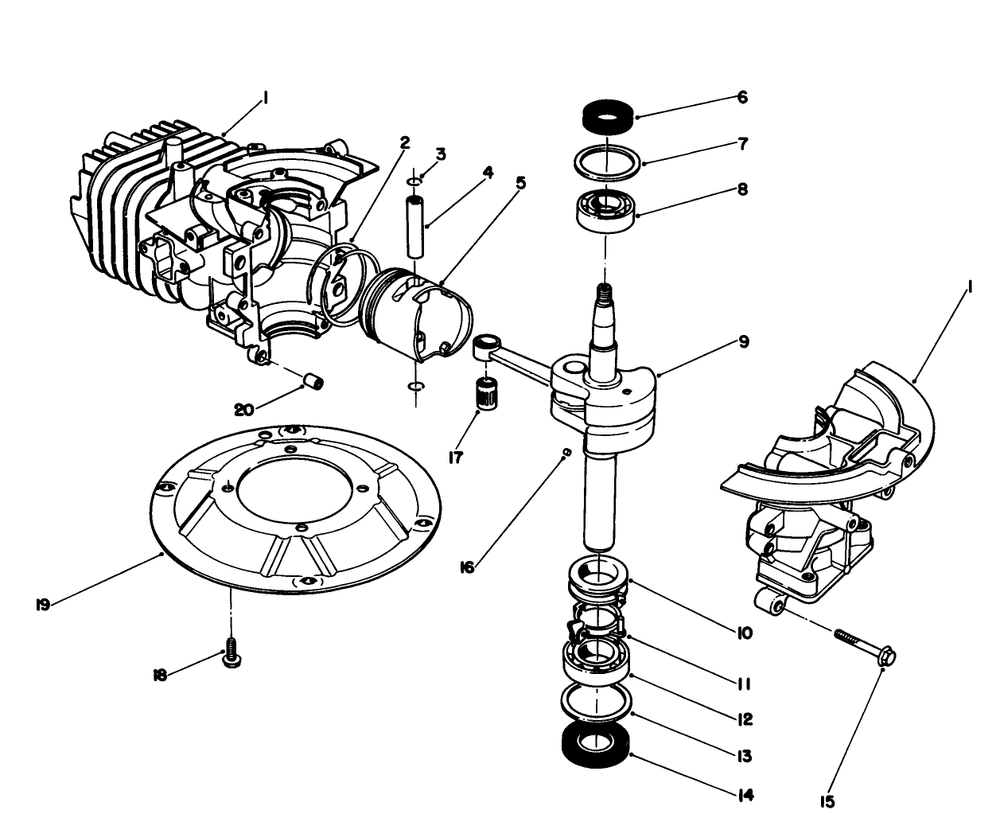Crank Shaft Assembly (Model No. 47pm1-6) Diagram and Parts List for 20911B 2000001 - 2999999 Toro Lawn Mower