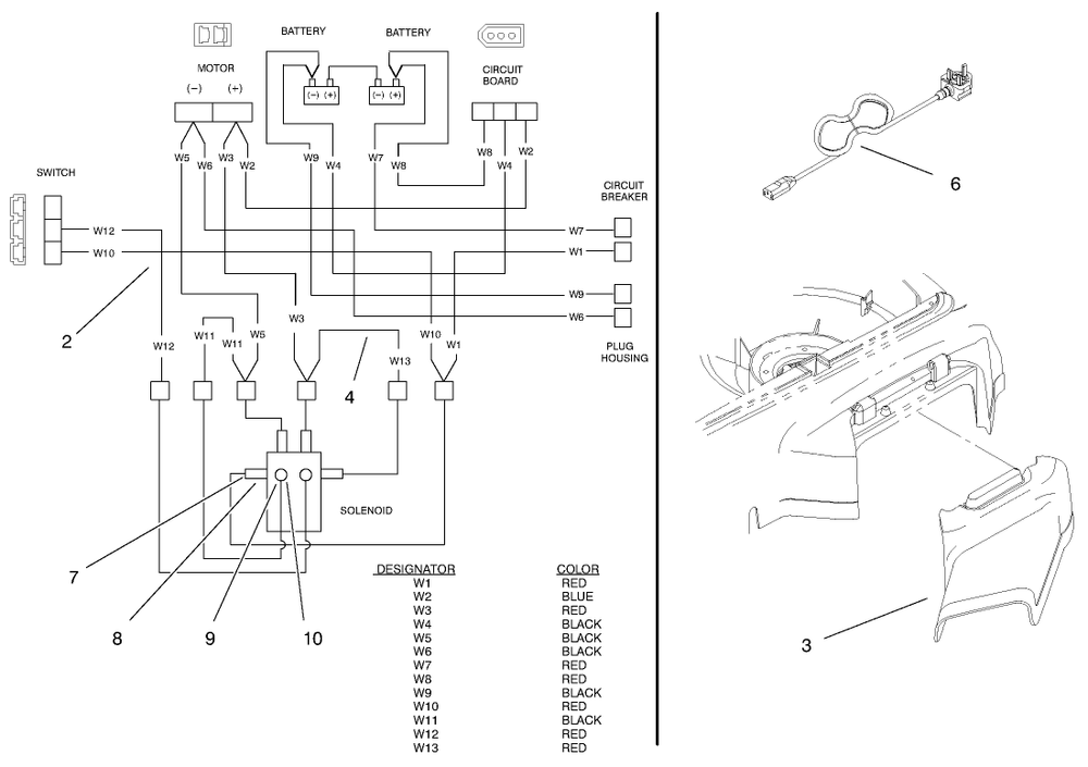 Electrical Wire Diagram. Power Chord And Side Discharge Chute Assembly Diagram and Parts List for 21042 8900001 - 8999999 Toro Lawn Mower