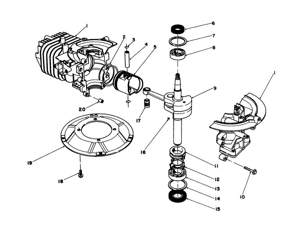 Short Block Assembly Diagram and Parts List for 59257 5000001 - 5999999 Toro Engine