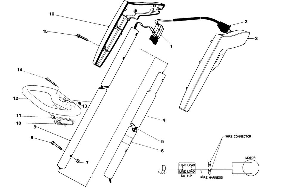 Handle Assembly Diagram and Parts List for 51255 2000001 - 2999999 Toro Trimmer