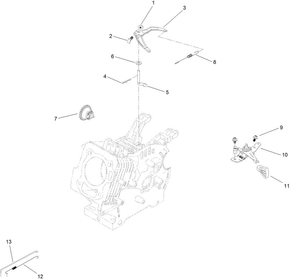 Governor Assembly Diagram and Parts List for 37798 413000000 - 416159999 Toro Snow Blower