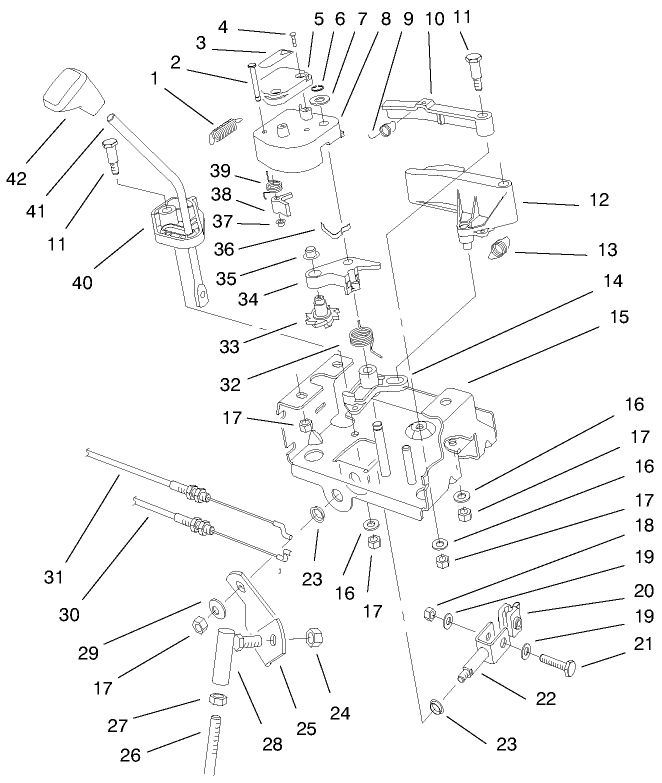Traction Linkage Assembly Diagram and Parts List for 38590 9900001 - 9999999 Toro Snow Blower