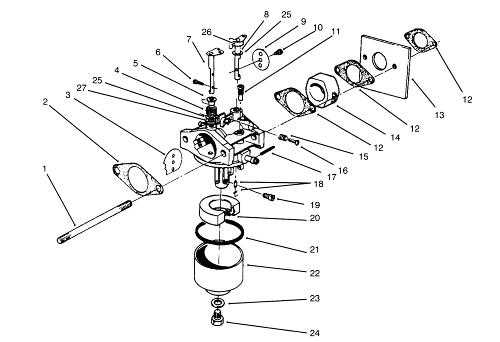 Carburetor Assembly (Model No. 47pr4-7) Diagram and Parts List for 22044BC 5900001 - 5999999 Toro Lawn Mower