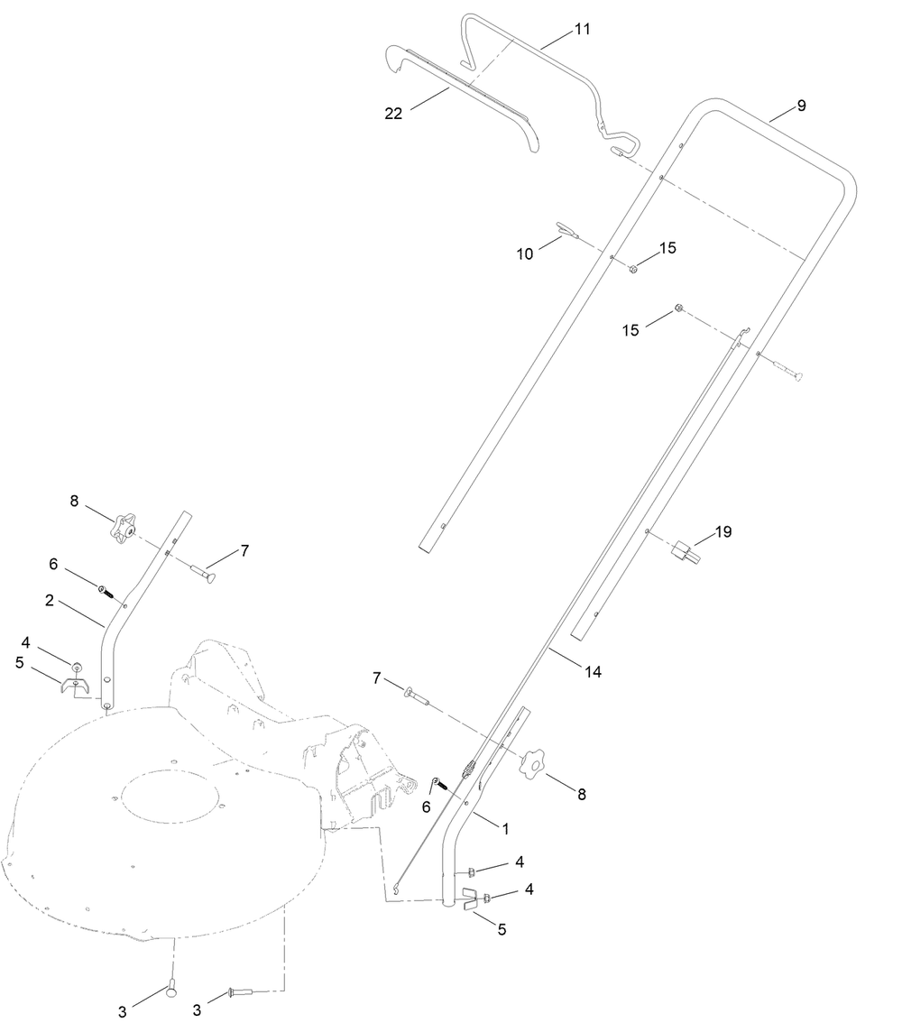 Handle Assembly Diagram and Parts List for 21332 412900000 - 999999999 Toro Lawn Mower