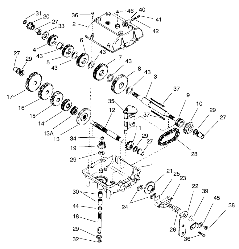 Transmission Peerless Model 700-025 Diagram and Parts List for 70060 79000001 - 79999999 Toro Lawn Tractor