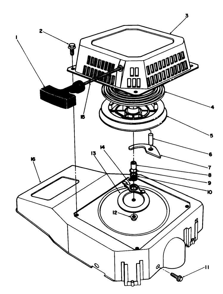 Recoil Assembly Diagram and Parts List for 20628C 7000001 - 7999999 Toro Lawn Mower