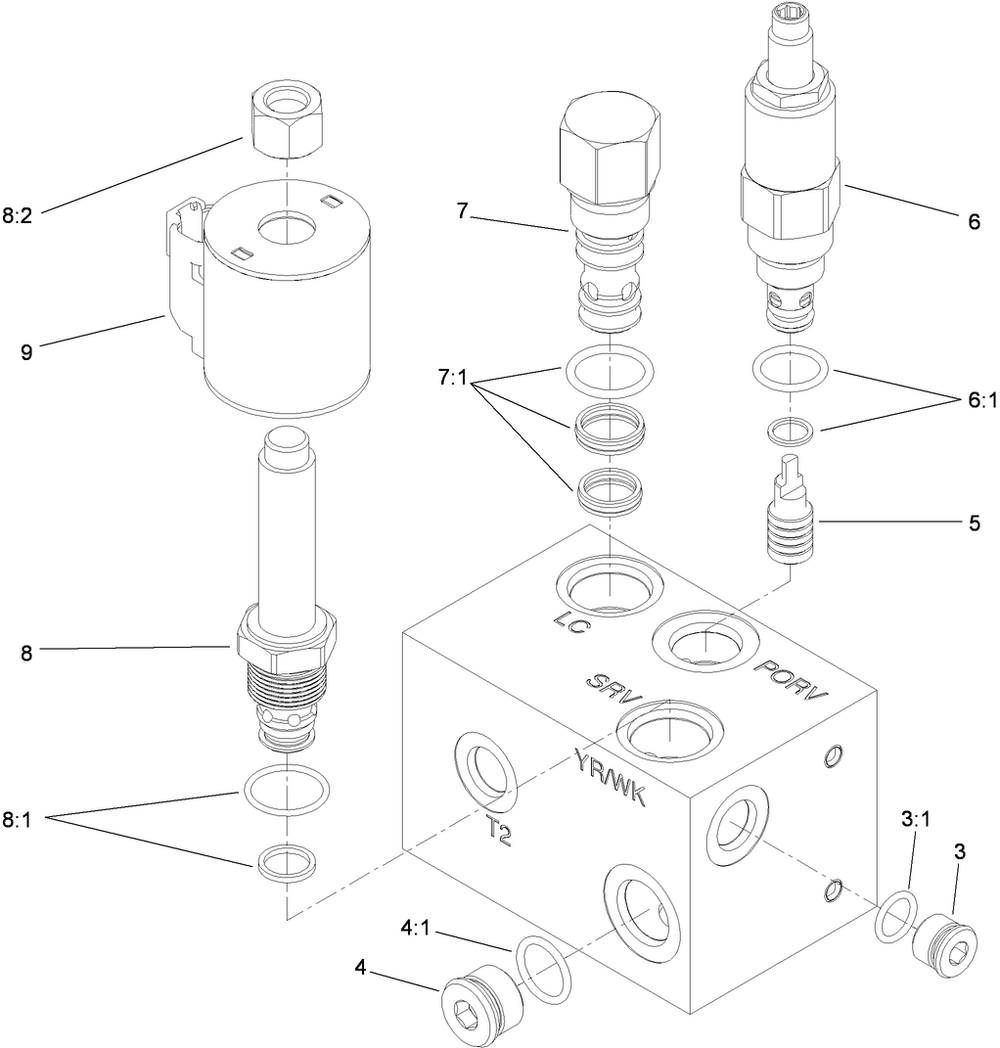 Cutter Wheel Valve Assembly No. 119-4586 Diagram and Parts List for 23208G 400000000 - 401999999 Toro Stump Grinder
