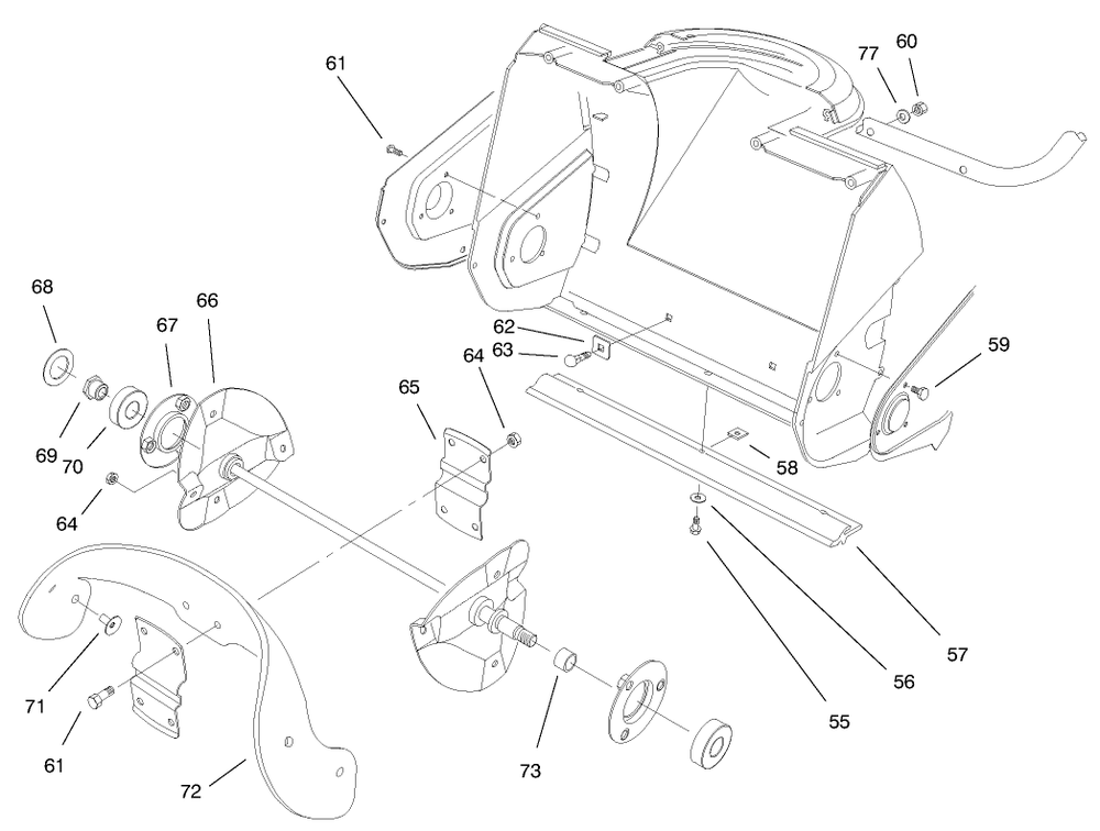 Auger Assembly Diagram and Parts List for 38175 7900001 - 7999999 Toro Snow Blower