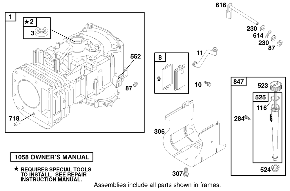 Engine Briggs And Stratton Moddel 28q777-0690-E1 Diagram and Parts List for 71221 9900001 - 9999999 Toro Lawn Tractor