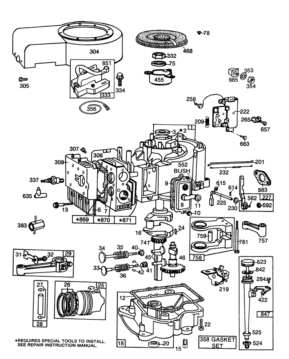 Engine Briggs & Stratton Model 253707-0157-01 (Continued) Diagram and Parts List for 57354 6000001 - 6999999 Toro Lawn Tractor