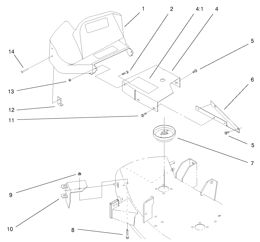 Deck Components Assembly Diagram and Parts List for 79448 8900001 - 8999999 Toro Lawn Tractor