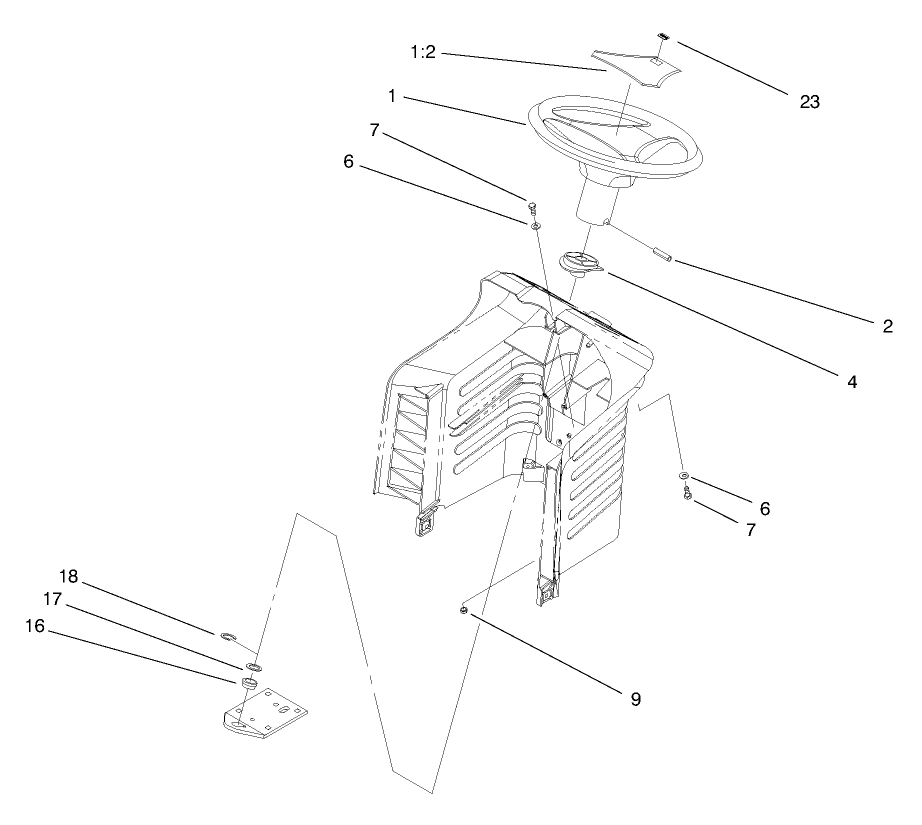 Steering Assembly Diagram and Parts List for 71201 8900001 - 8999999 Toro Lawn Tractor