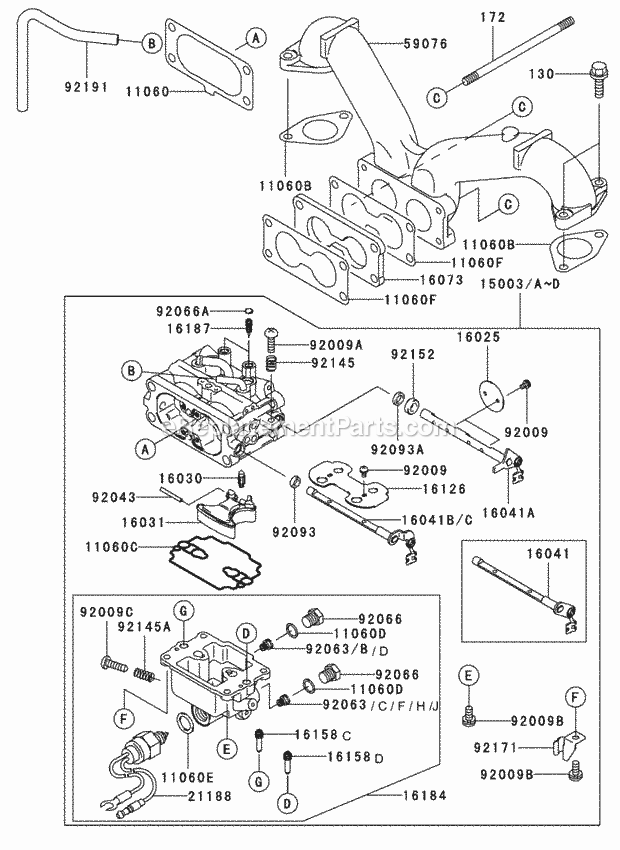 Carburetor Assembly Kawasaki Fh601v-Ds06 Diagram and Parts List for 74179 230005001-230006000 Toro Lawn Mower