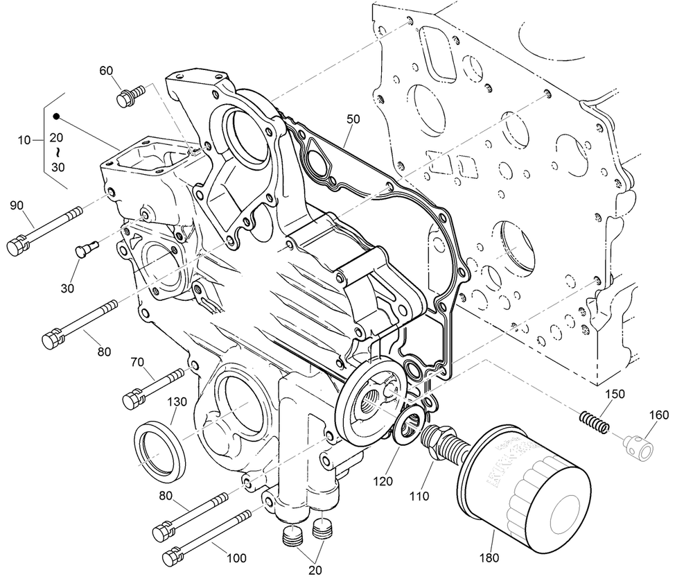 Gear Case And Oil Filter Cartridge Assembly Diagram and Parts List for 22337CP 410400000 - 999999999 Toro Lawn Tractor Accessories