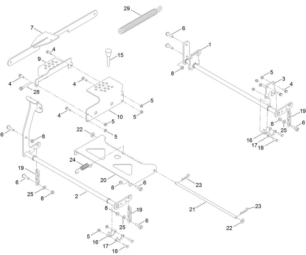 Deck Lift Assembly Diagram and Parts List for 75306 412300000 - 999999999 Toro Lawn Tractor