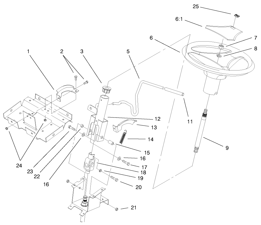 Steering Wheel & Tilt Assembly Diagram and Parts List for 72070 9900001 - 9999999 Toro Lawn Tractor