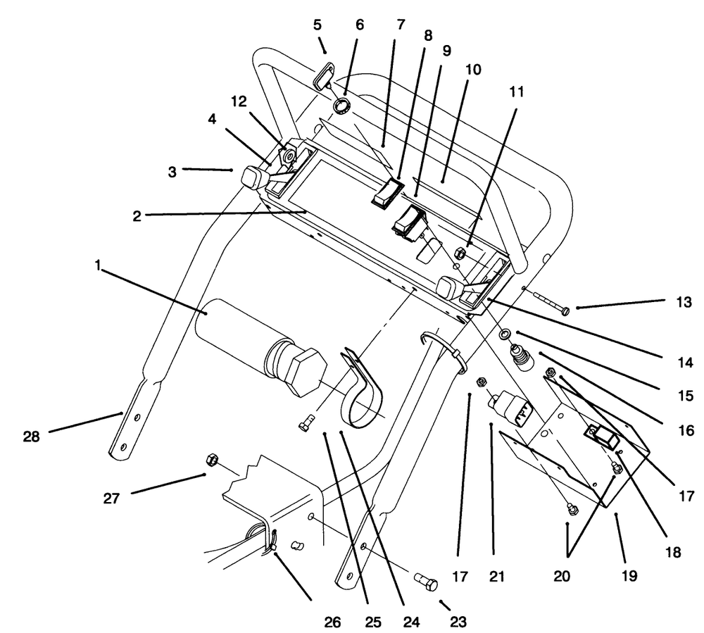 Handle Assembly Diagram and Parts List for 30181 59000001 - 59999999 Toro Lawn Tractor Accessories