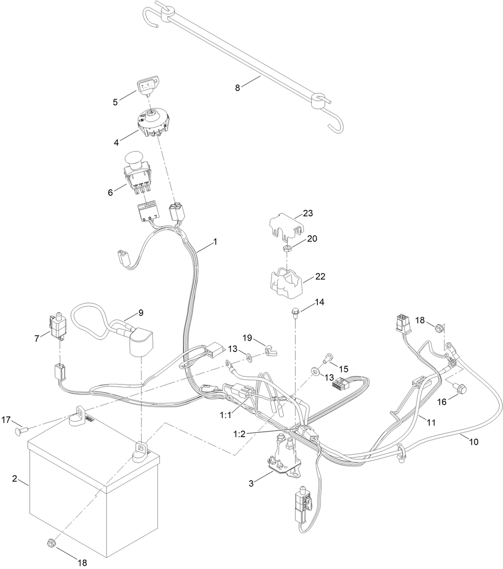 Electrical Assembly Diagram and Parts List for 74692 400000000 - 999999999 Toro Lawn Tractor