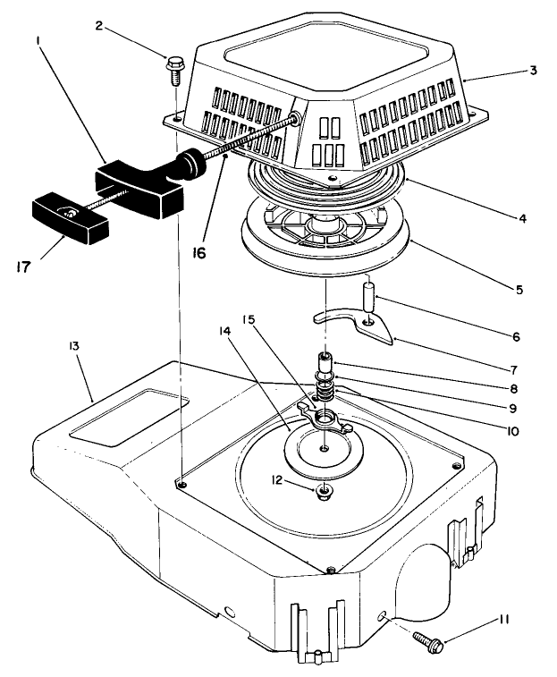 Recoil Assembly (Engine No. Vmm1-7) Diagram and Parts List for 26620BG 2000001 - 2999999 Toro Lawn Mower