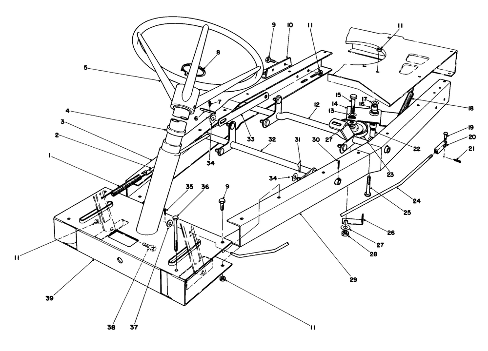 Frame Assembly Diagram and Parts List for 56125 4000001 - 4999999 Toro Lawn Tractor