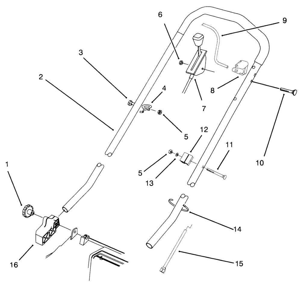 Handle Assembly Diagram and Parts List for 20903BC 4900001 - 4999999 Toro Lawn Mower