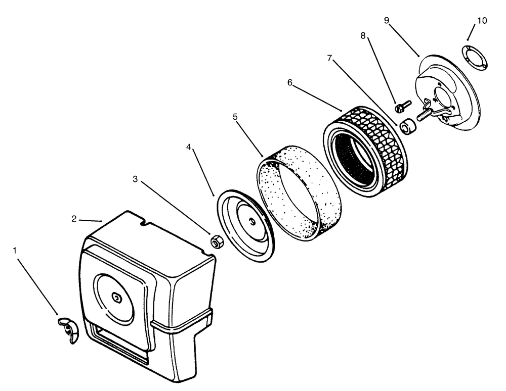 Air Cleaner Diagram and Parts List for 73402 6900001 - 6999999 Toro Lawn Tractor