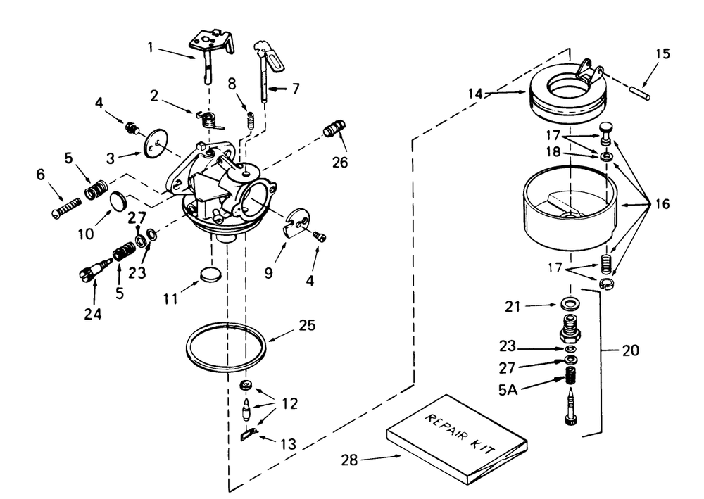 Carburetor Tecumseh No. 632334a Diagram and Parts List for 38574 2000001 - 2999999 Toro Snow Blower