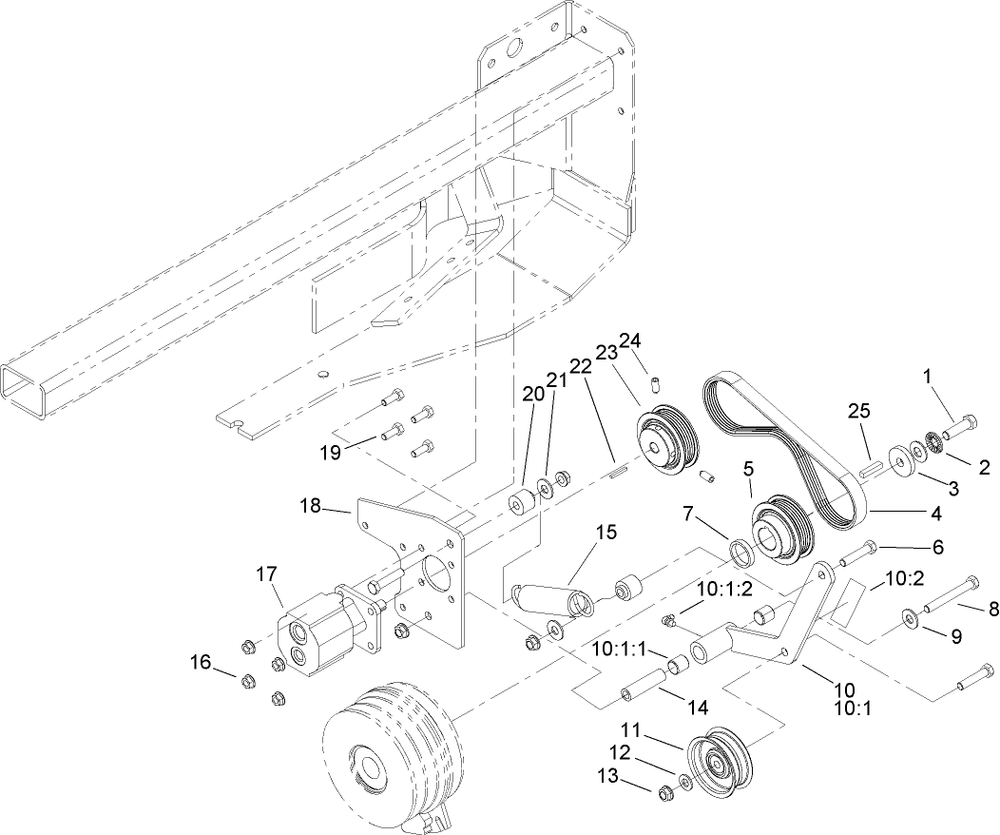 Cooling Pump Drive Assembly Diagram and Parts List for 74268TE (240000001-240999999)(2004) Toro Lawn Mower