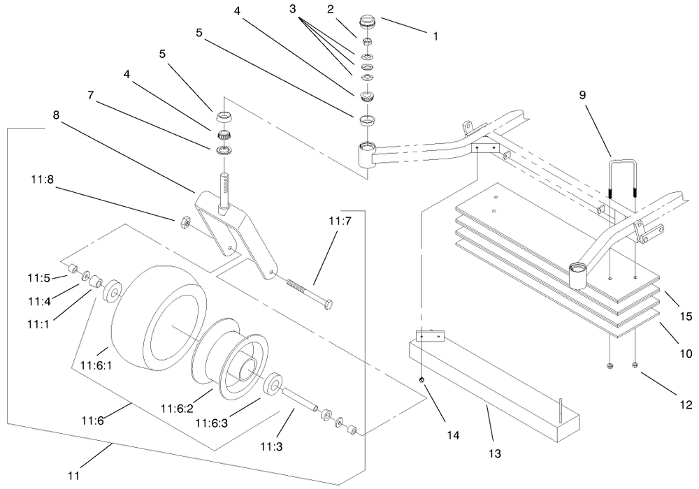 Caster And Wheel Assembly Diagram and Parts List for 74212 (990001-991000)(1999) Toro Lawn Mower