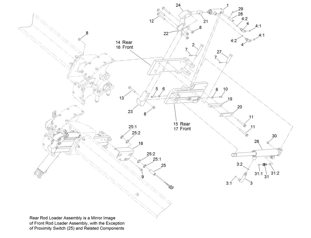 Rod Loader Assembly Diagram and Parts List for 23803 400000000 - 999999999 Toro Lawn Tractor Accessories