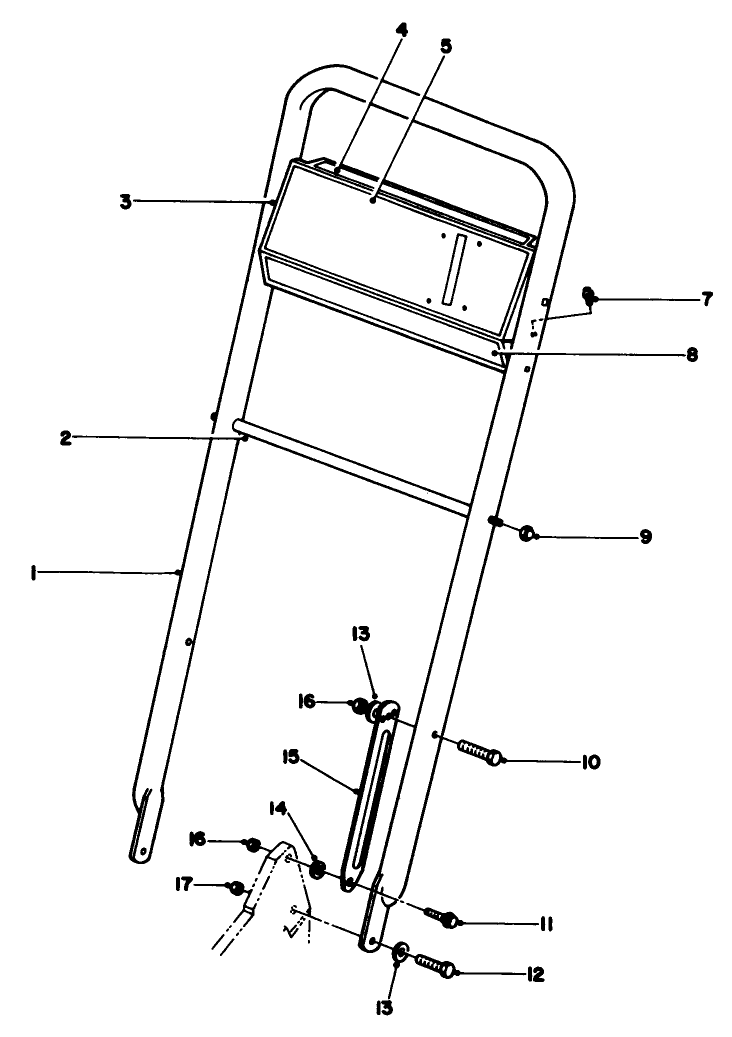 Handle Assembly Diagram and Parts List for 22043 3900001 - 3900964 Toro Lawn Mower
