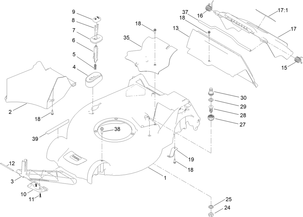 Housing Assembly Diagram and Parts List for 21848 411700000 - 999999999 Toro Lawn Mower
