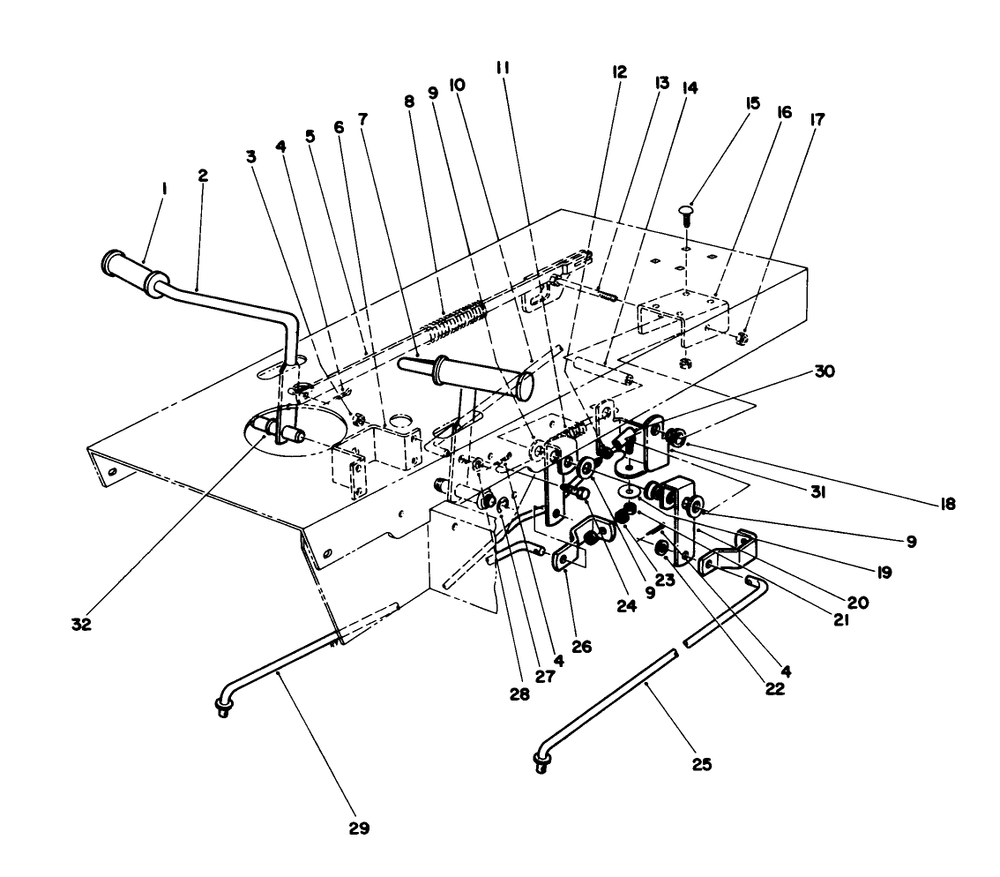 Brake & Clutch Pedal Assembly Diagram and Parts List for 55620 9000001 - 9999999 Toro Lawn Tractor