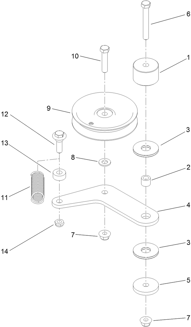 Pump Idler Assembly Diagram and Parts List for 74568TE (311000001-311999999)(2011) Toro Lawn Mower