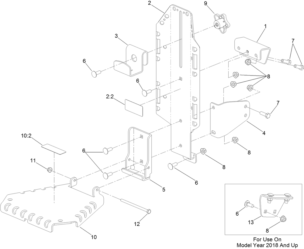 Universal Mount Assembly Diagram and Parts List for 136-9046  Toro Lawn Tractor